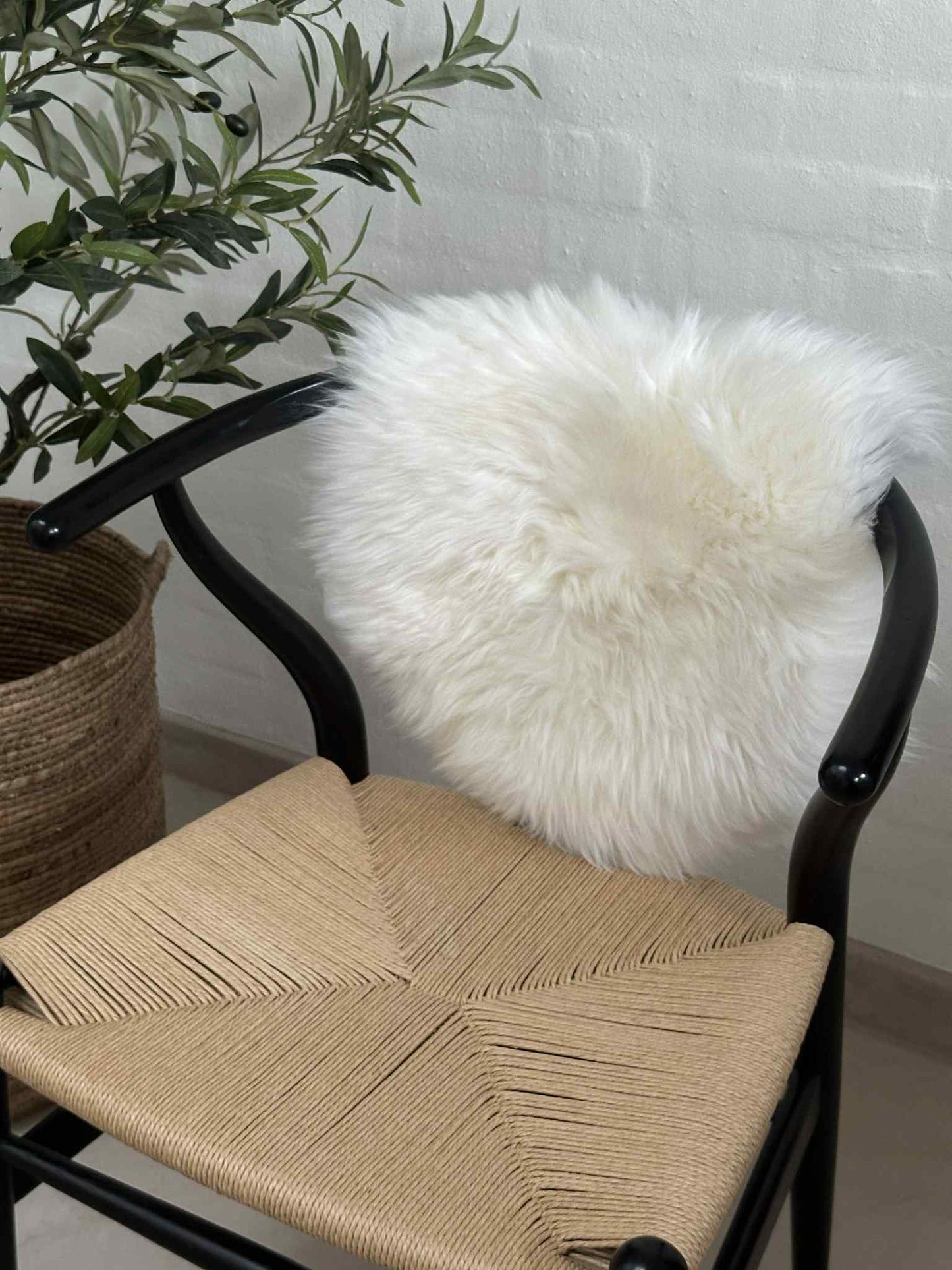 Sædeskind Ø 34cm - Hvid lammeskind