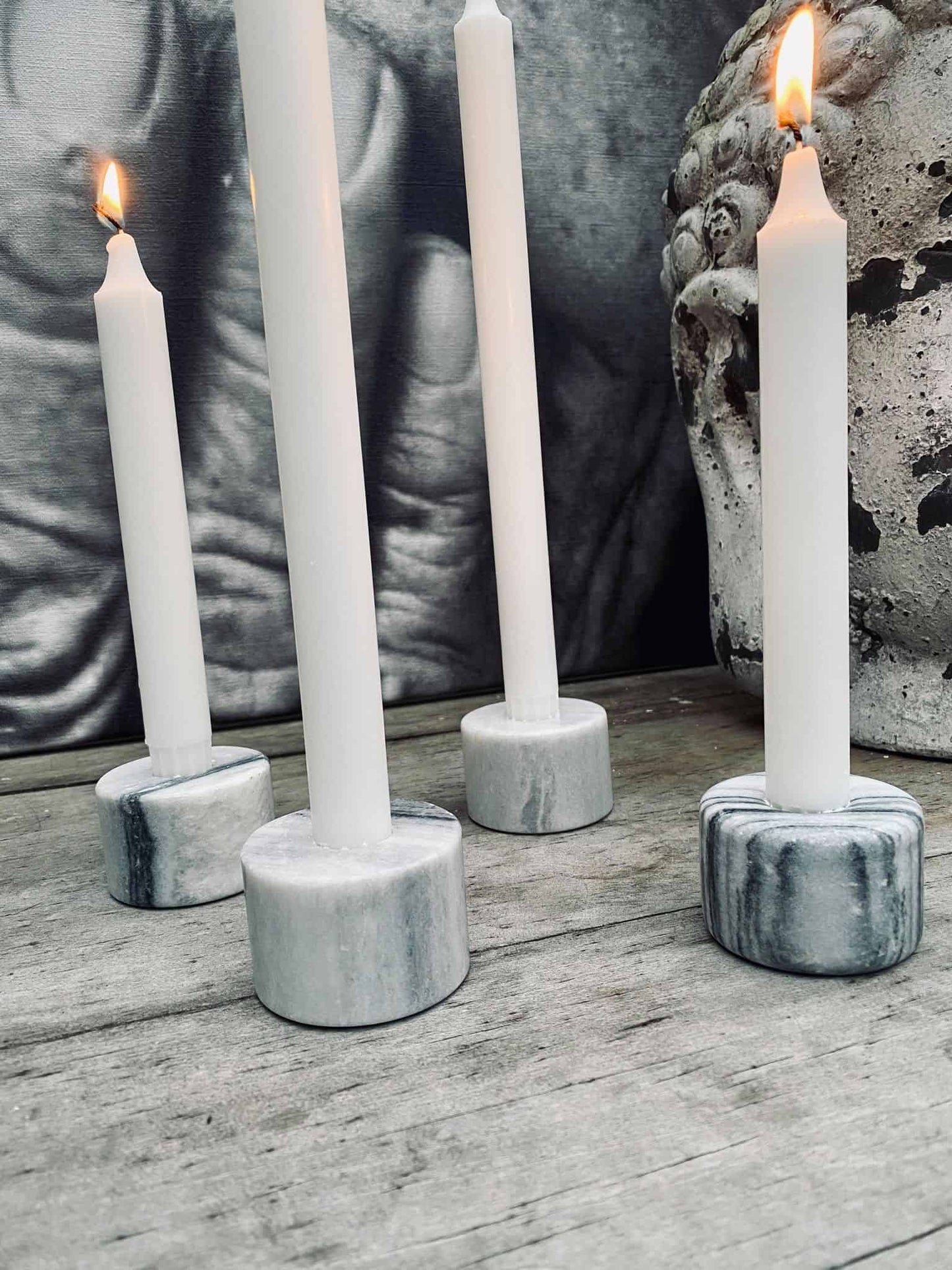 Fineste lysestager i grå marmor - 40kr - stk - VIAMAJA.DK
