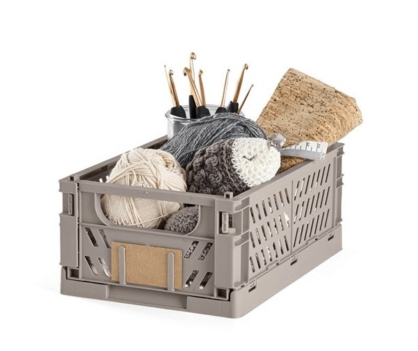 Foldekasse med mærkat – Lille – LIGHT GREY - VIAMAJA.DK