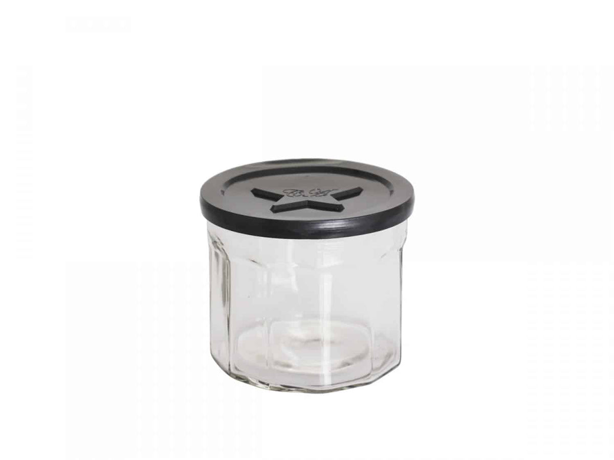 Fransk Marmeladeglas m. sort stjerne låg - 400ml - VIAMAJA.DK