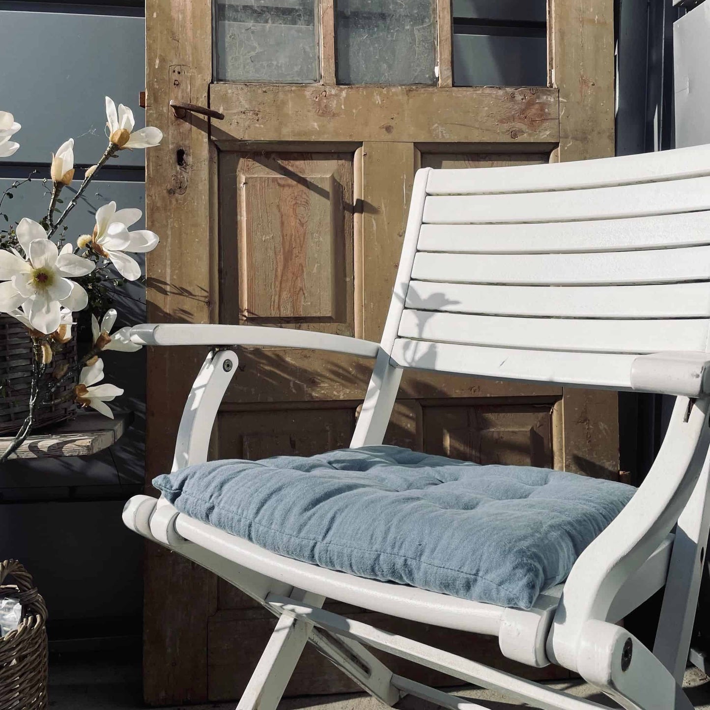 Futon hynde i hør – Duset blå - VIAMAJA.DK