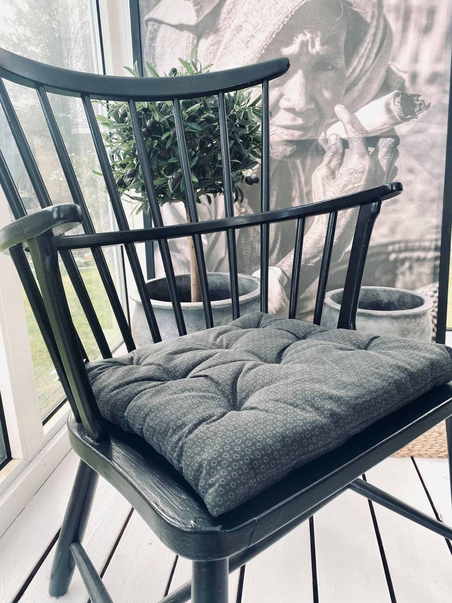 Futon hynde – Sort / grå – 40×40 - VIAMAJA.DK