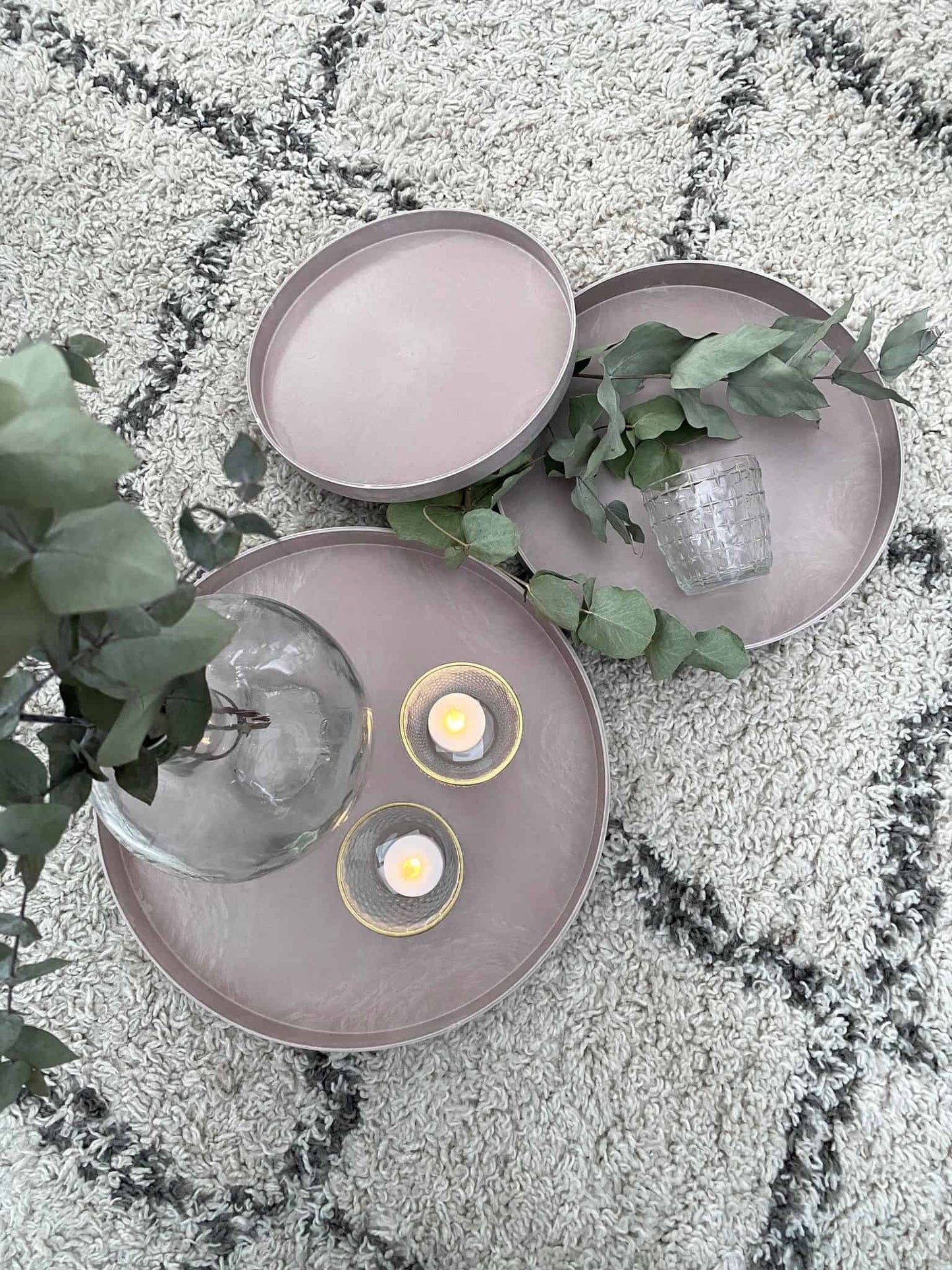 Fyrfadsstager i glas med guld kant - 3stk ass - VIAMAJA.DK