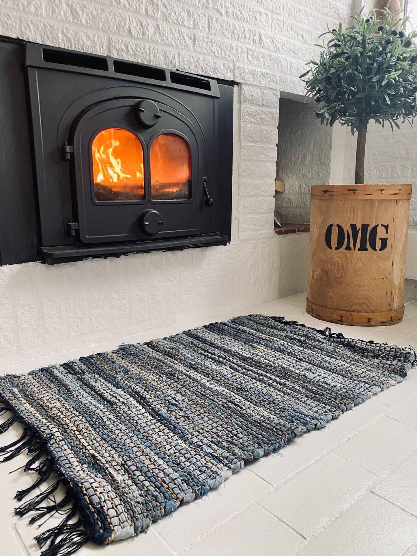 Gulvtæppe Denim og jute - 70x140cm - VIAMAJA.DK