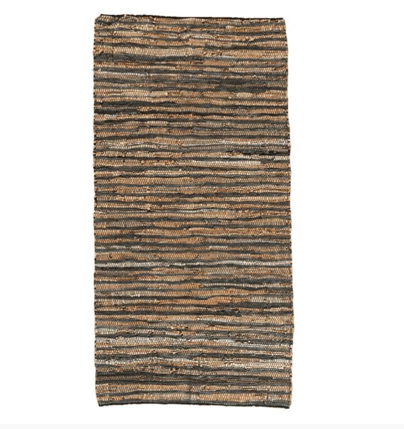 Gulvtæppe i flettet læder - 70x140cm - VIAMAJA.DK
