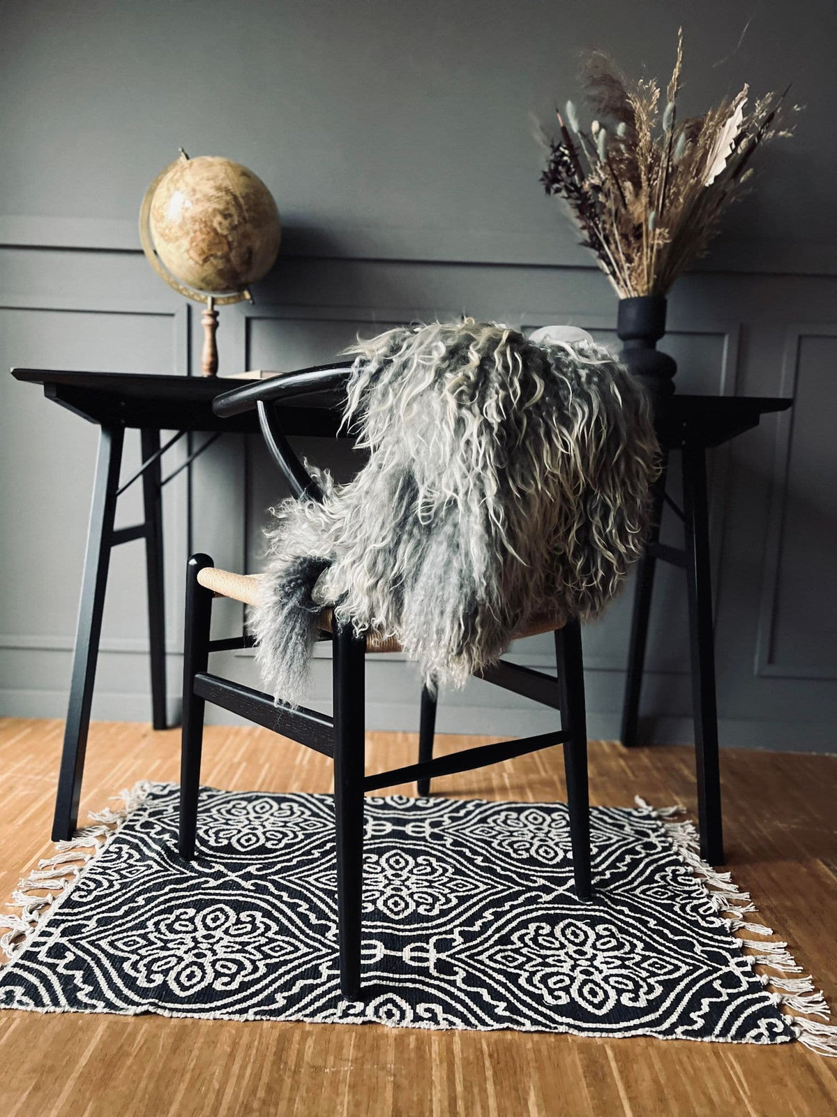 Gulvtæppe / måtte - Black boheme 60x90 - VIAMAJA.DK