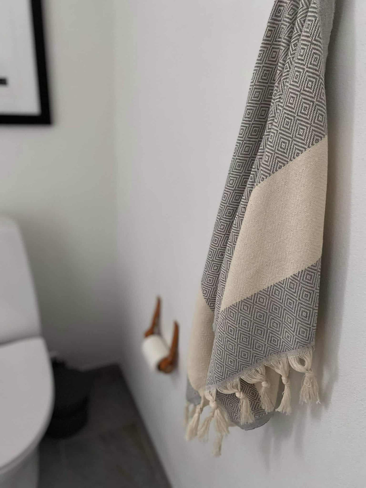 Hamam badehåndklæde – Diamond grå – 90×180 - VIAMAJA.DK