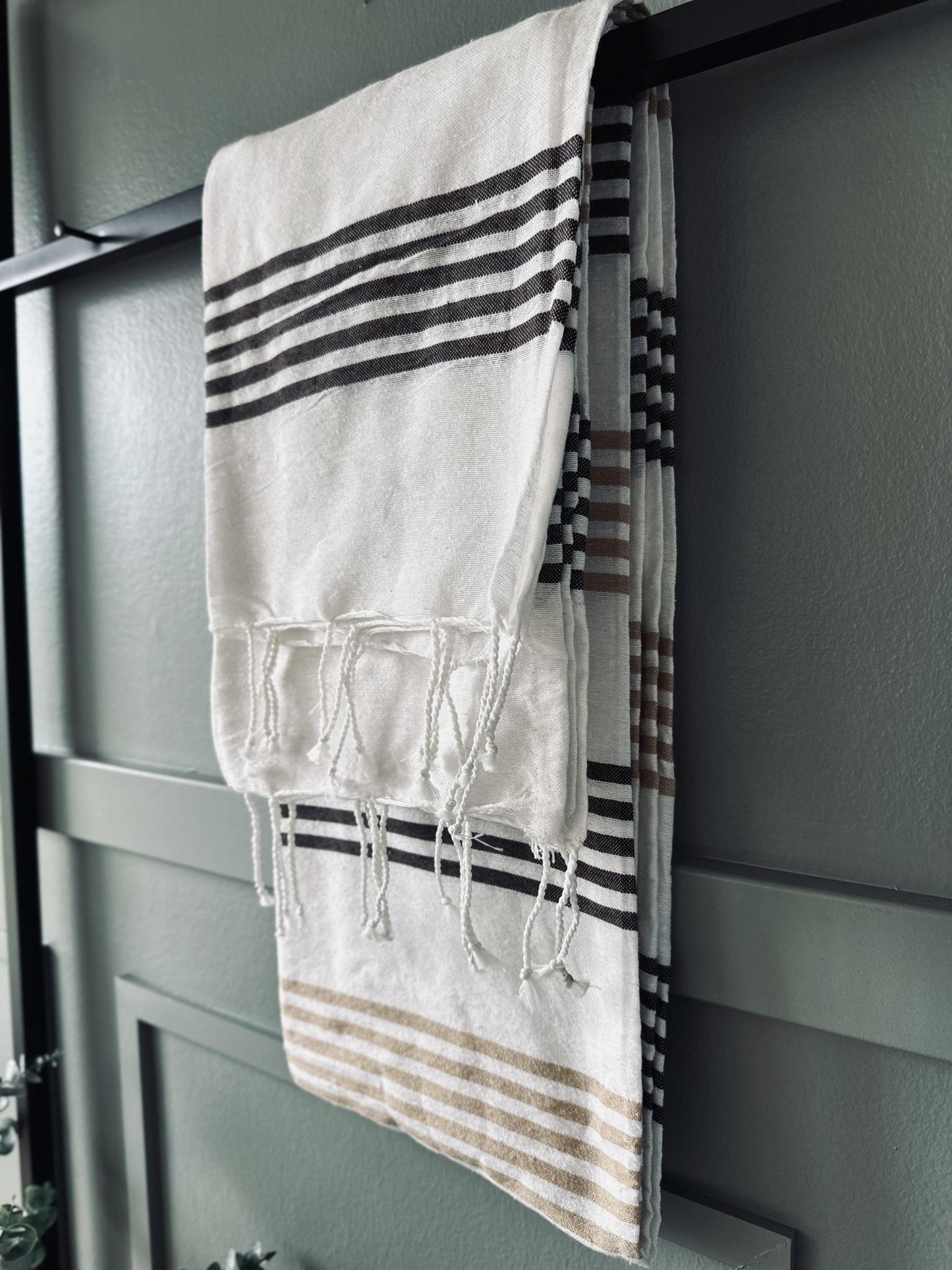 Hammam håndklæde – Beige strib - VIAMAJA.DK