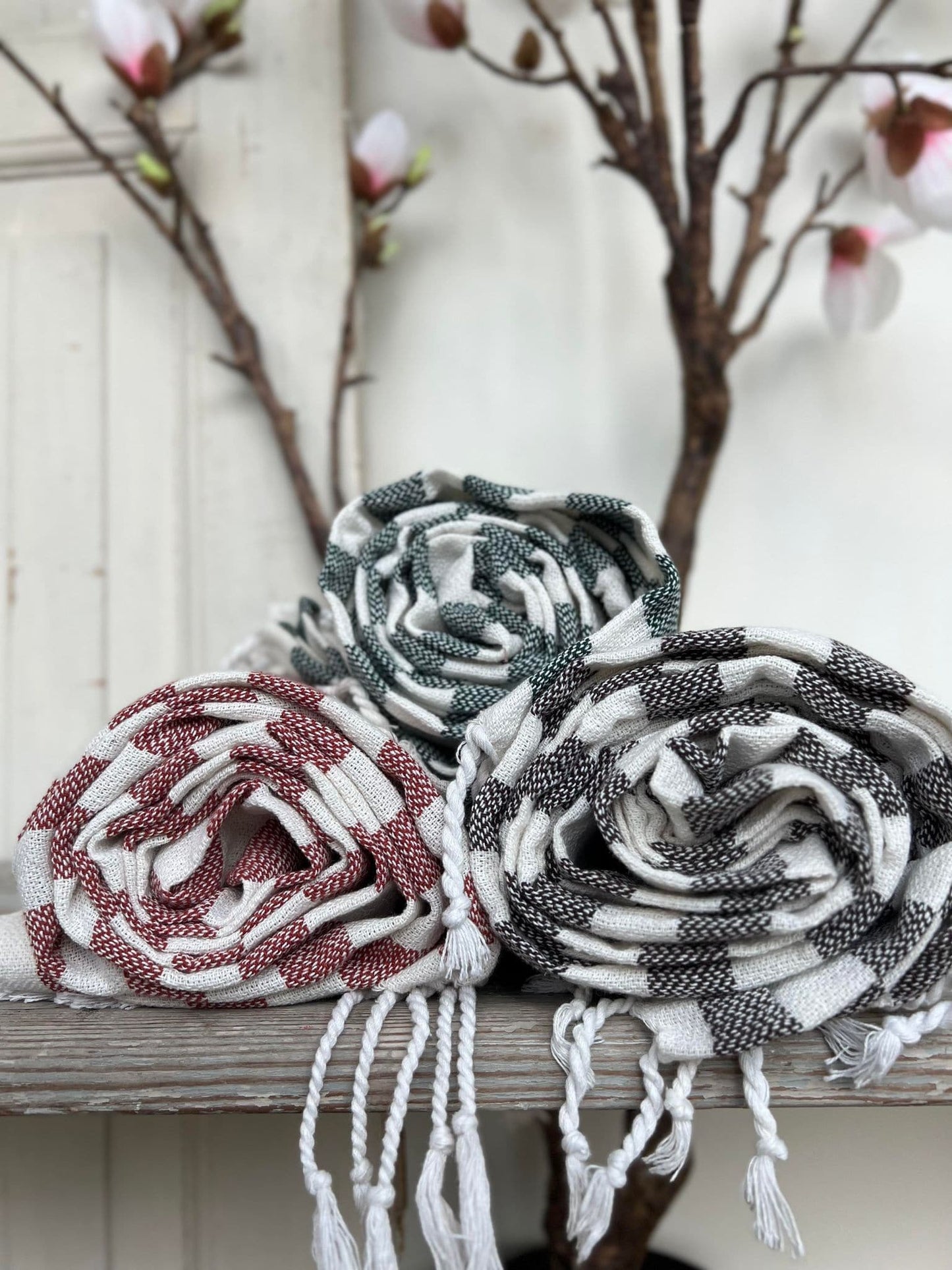 Hammam håndklæde - Oliven strib Økotex - VIAMAJA.DK