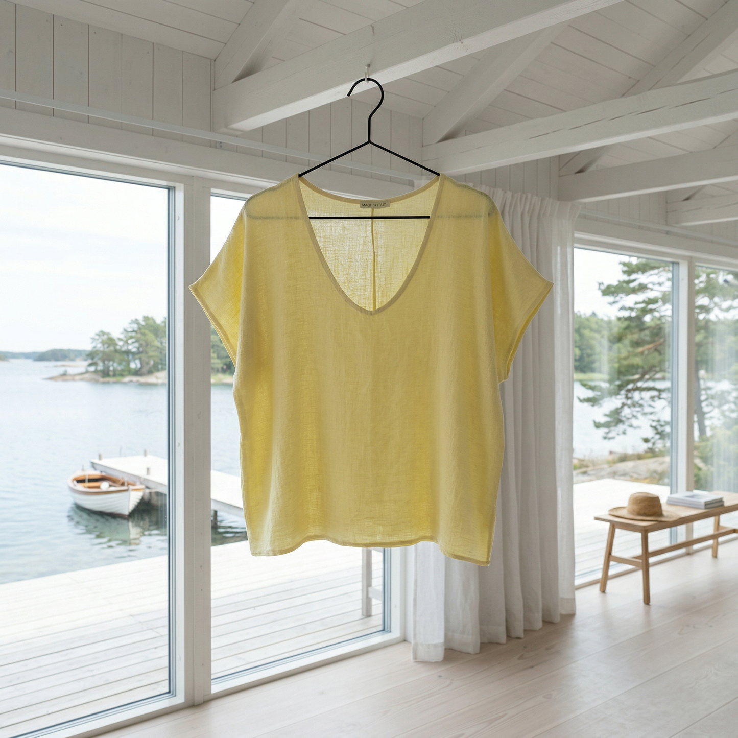 T-shirt Cozy hørmix - Gul