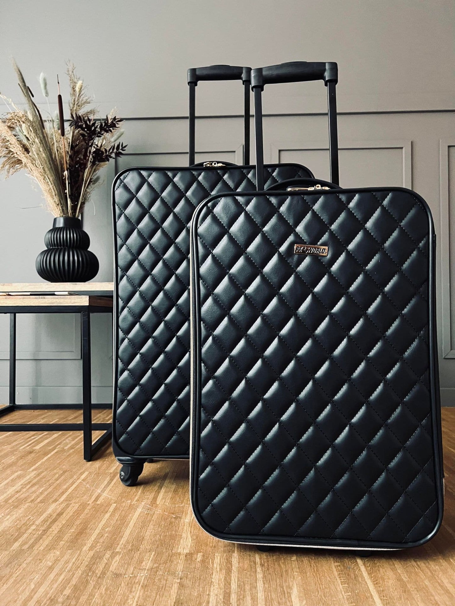 Kuffert sæt af 2 stk - Black Quilted - VIAMAJA.DK