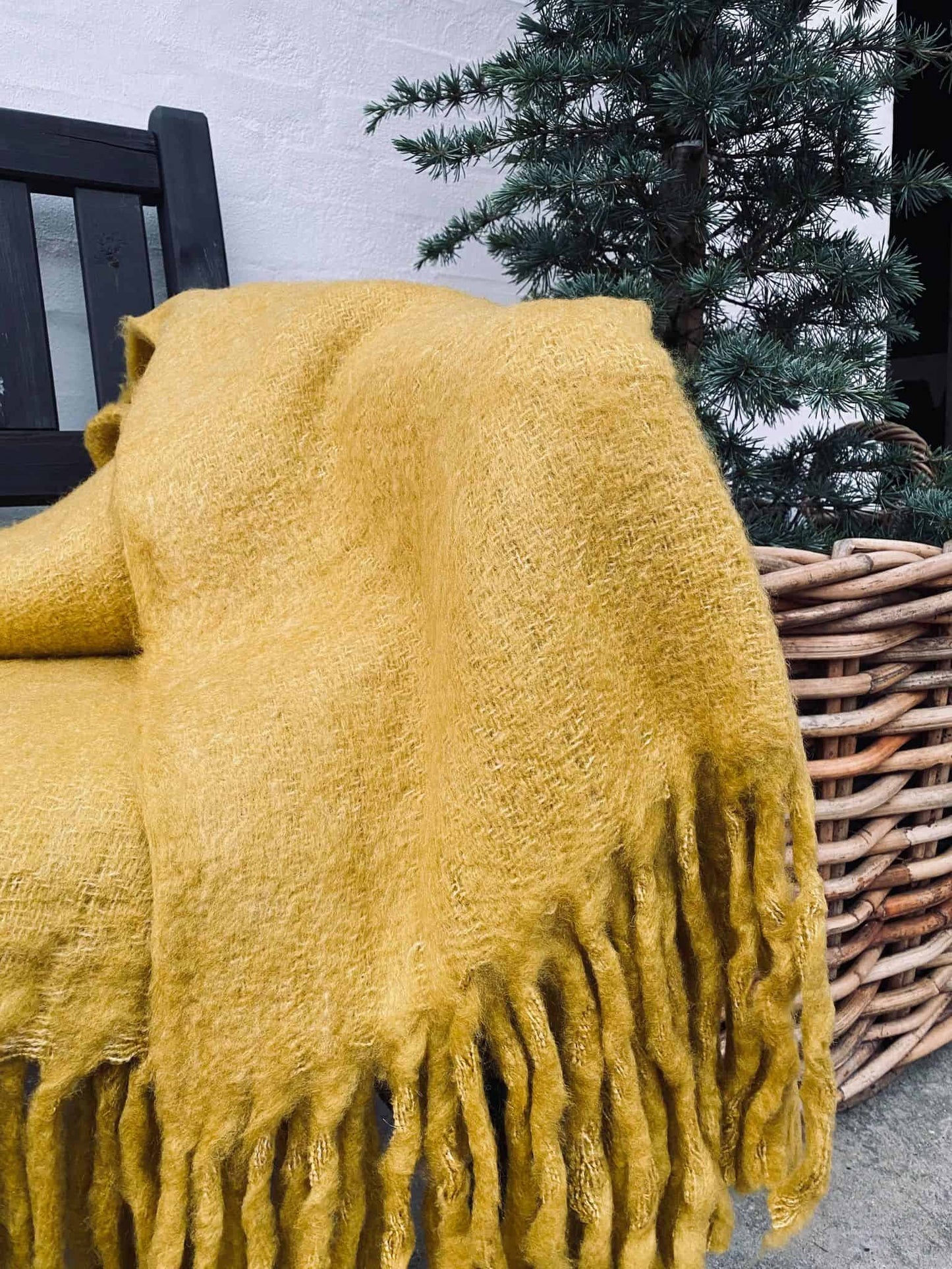 Lækker varm plaid - Sennep - VIAMAJA.DK