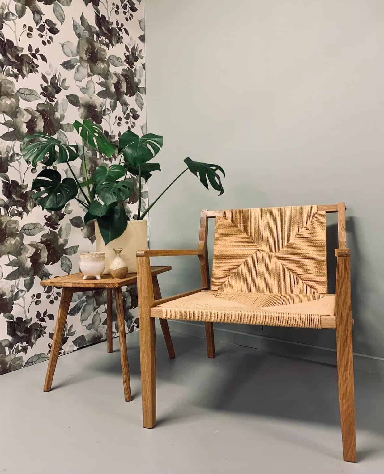 Lænestol massiv Eg og papirsnor - Nordisk design - VIAMAJA.DK