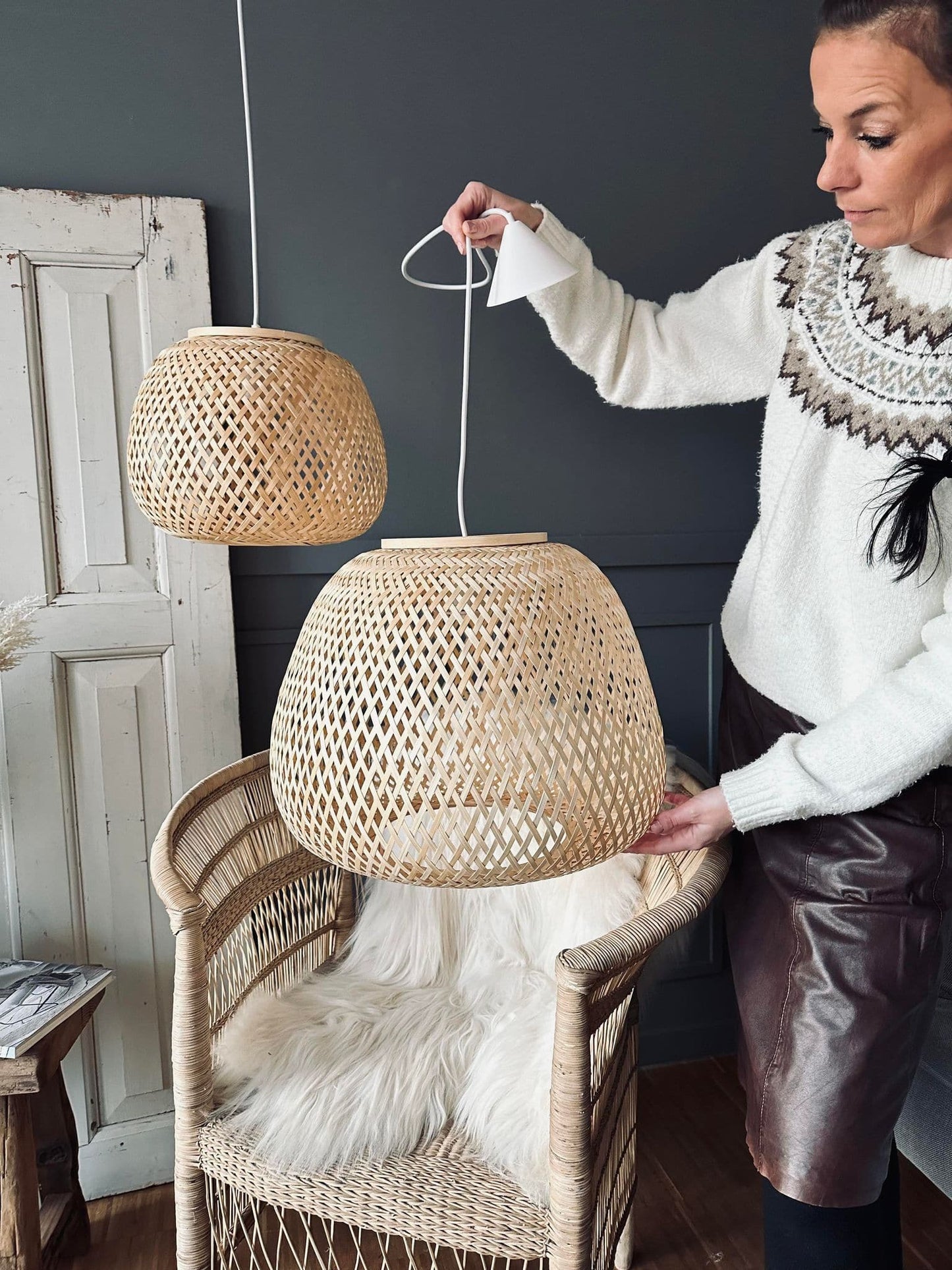 Lampe bambus – Dia 33cm - VIAMAJA.DK