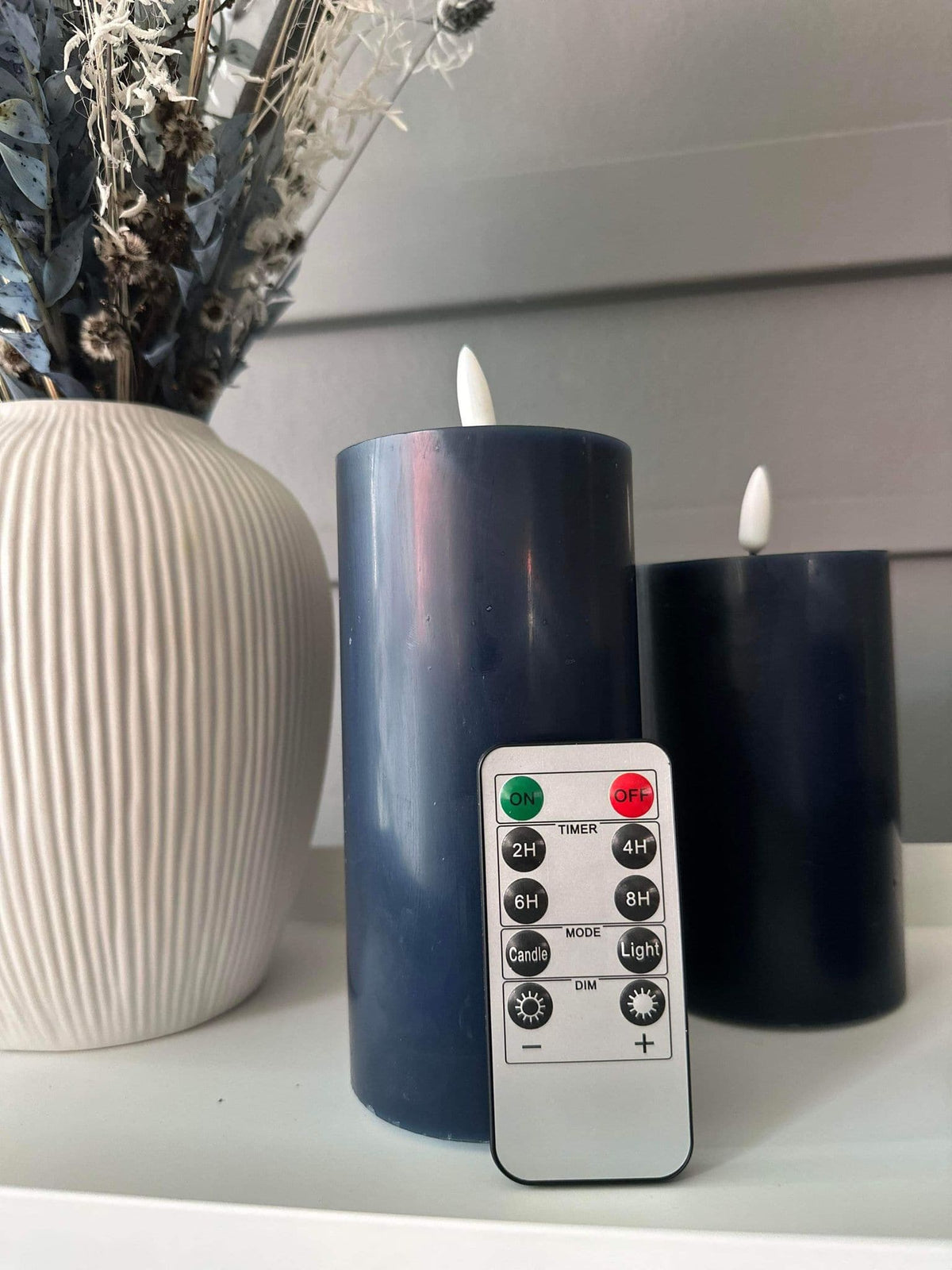 LED Bloklys / Navy 3 stk. Lys – Inkl. fjernbetjening - VIAMAJA.DK