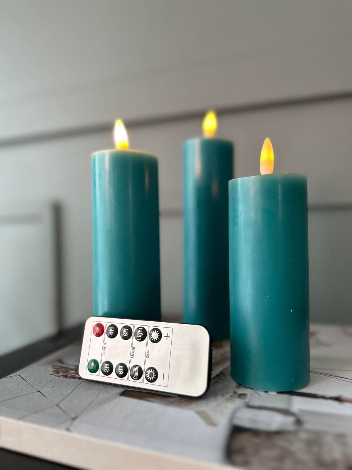 LED Bloklys / PETROL 3 stk. Lys – Inkl. fjernbetjening - VIAMAJA.DK