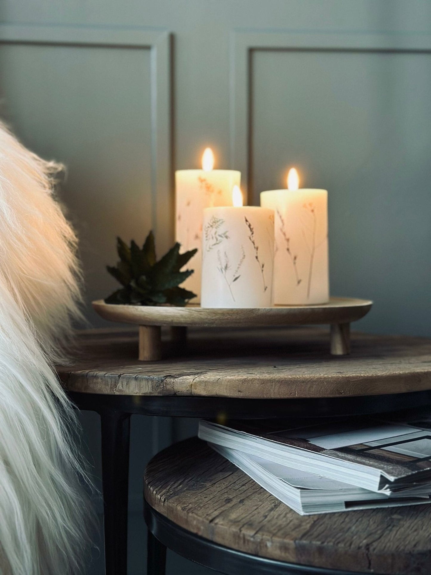 LED bloklys WILD FLORA – Sæt m. 3 stk og fjernbetjening - VIAMAJA.DK