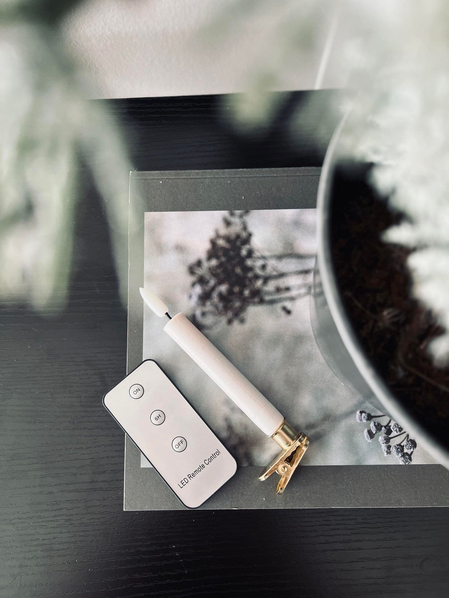 LED Juletræslys 10 stk m. Messingholder og fjernbetjening - VIAMAJA.DK