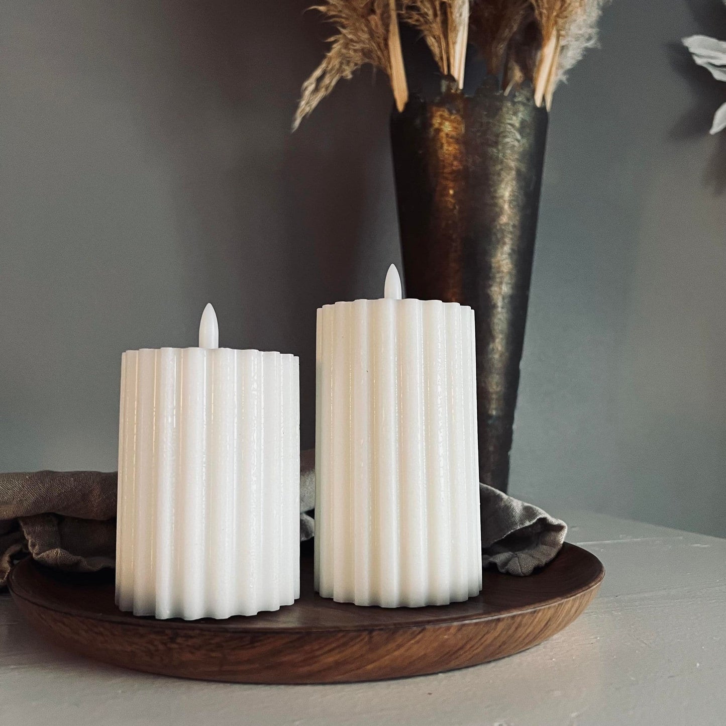 LED Rillet bloklys - Hvid 10cm - VIAMAJA.DK