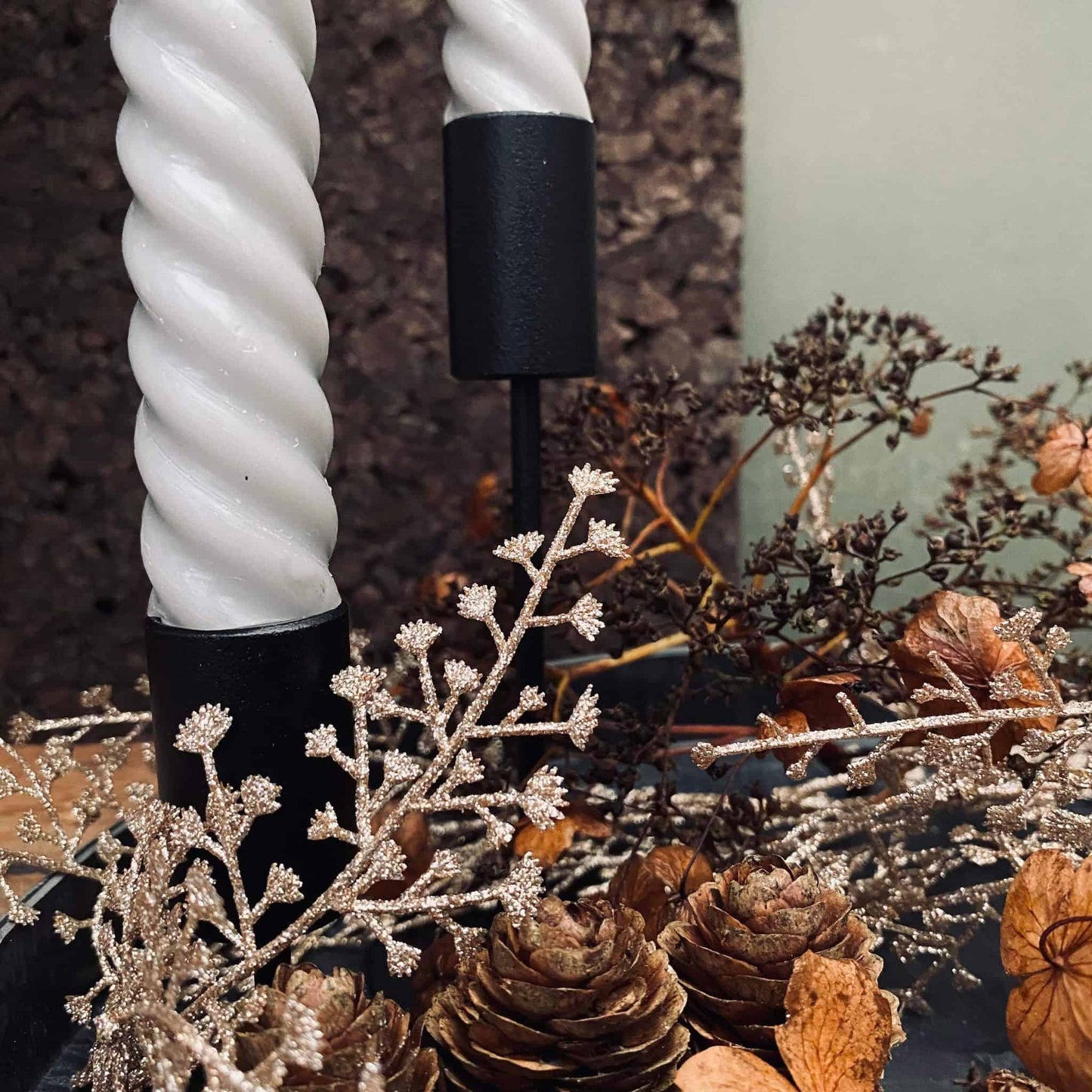 LED snoet kronelys - 2stk Grå 25cm - VIAMAJA.DK