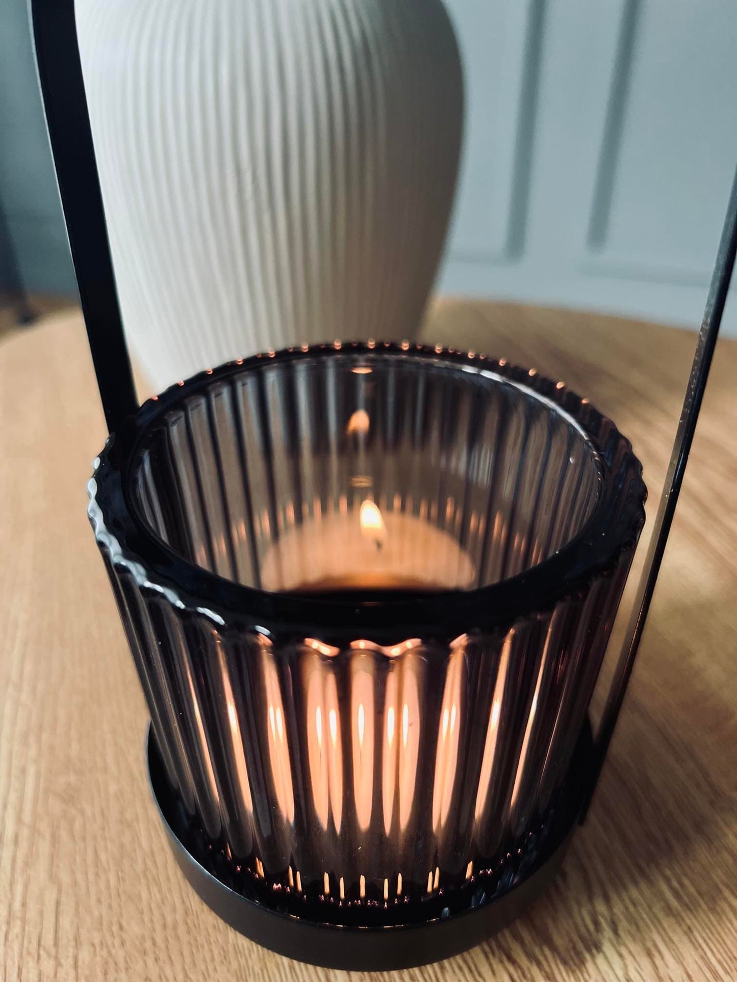 Lysestage / lanterne - Grå glas - VIAMAJA.DK
