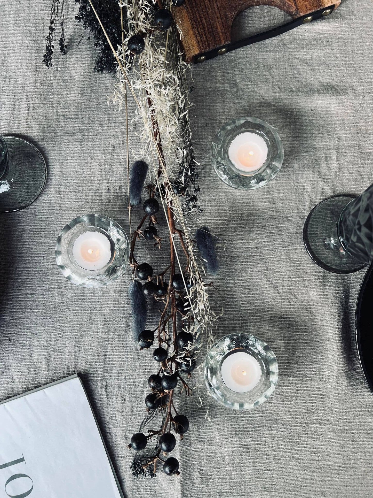 Lysestager til fyrfadslys - Sæt af 3 stk i klar glas - VIAMAJA.DK