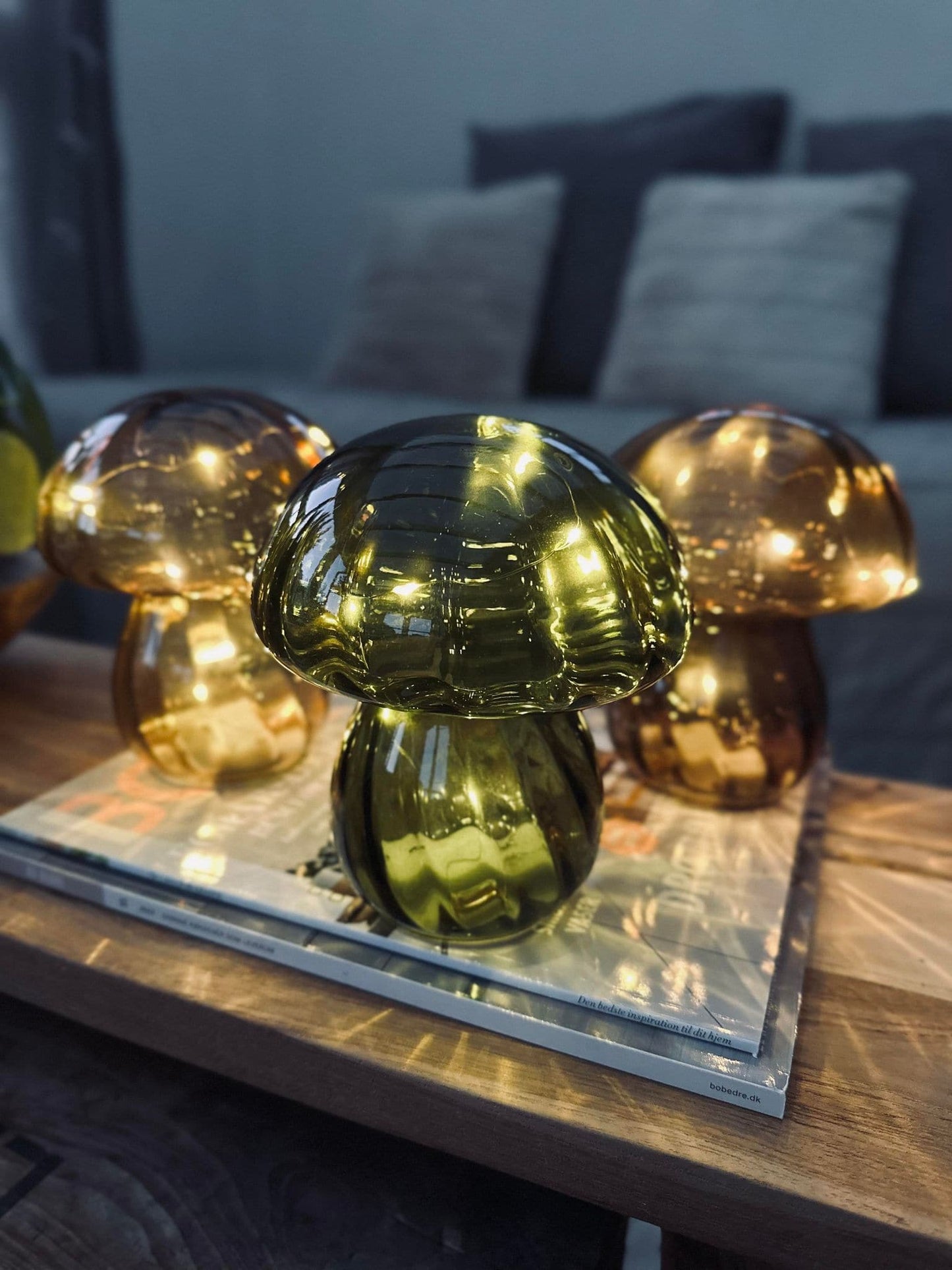 MUSHROOM Lampe med LED 15cm – Grøn - VIAMAJA.DK