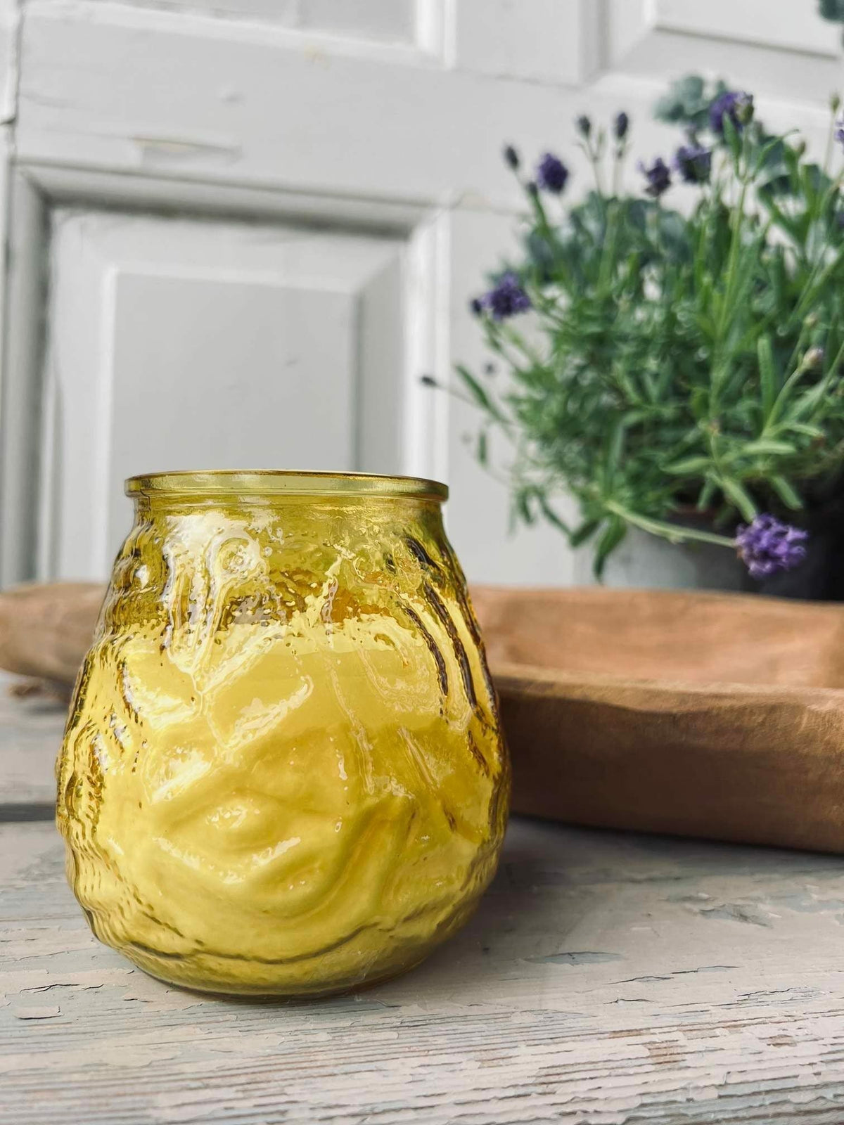 Myggelys Citronella i farvet glas - GUL - VIAMAJA.DK