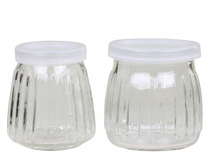 Opbevaringsglas m. riller & låg - sæt af 2stk - VIAMAJA.DK