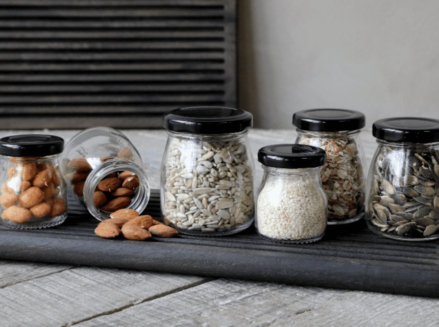 Opbevaringsglas m. sort låg sæt af 3stk - VIAMAJA.DK