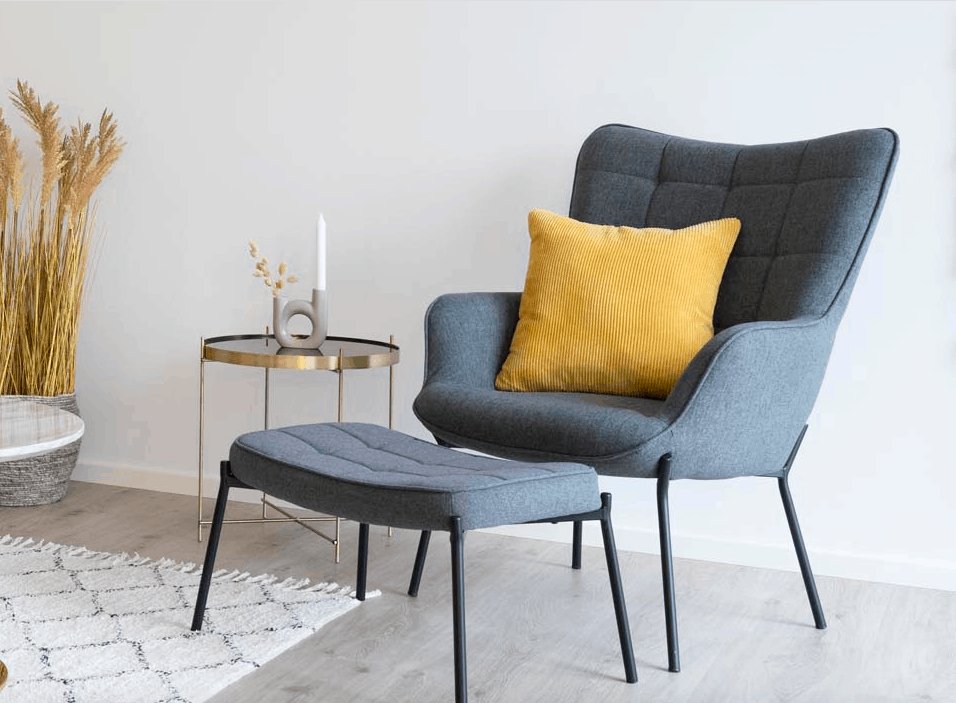 Pude i karry fløjl - Ink fyld - VIAMAJA.DK