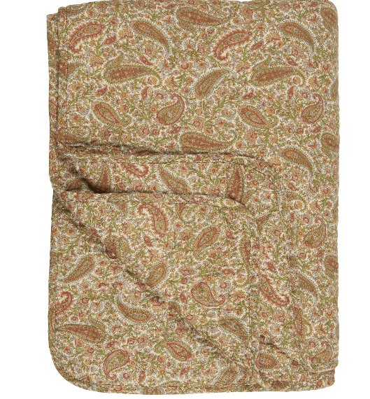 Quilt paisley i grøn, gylden, rustfarver - VIAMAJA.DK