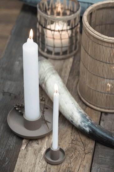 Rustik Kirkelys - Hvid - Ø:3,8 H:25 - VIAMAJA.DK