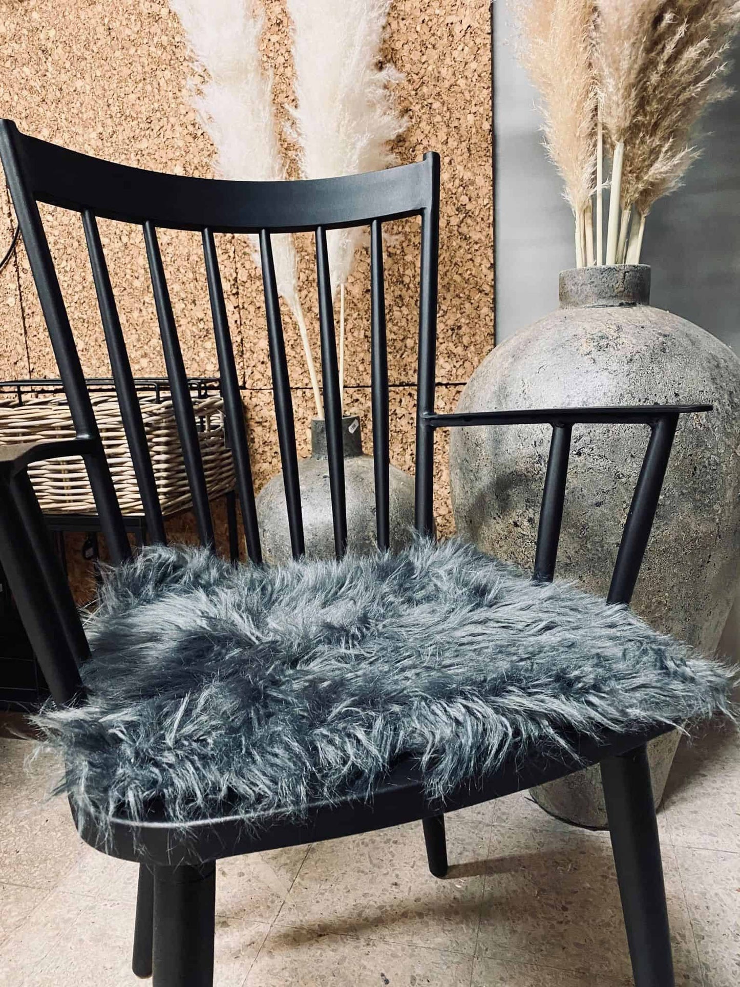 Sædehynde Tilbudspakke / 4 stk – Imiteret pels – Dark Grey - VIAMAJA.DK