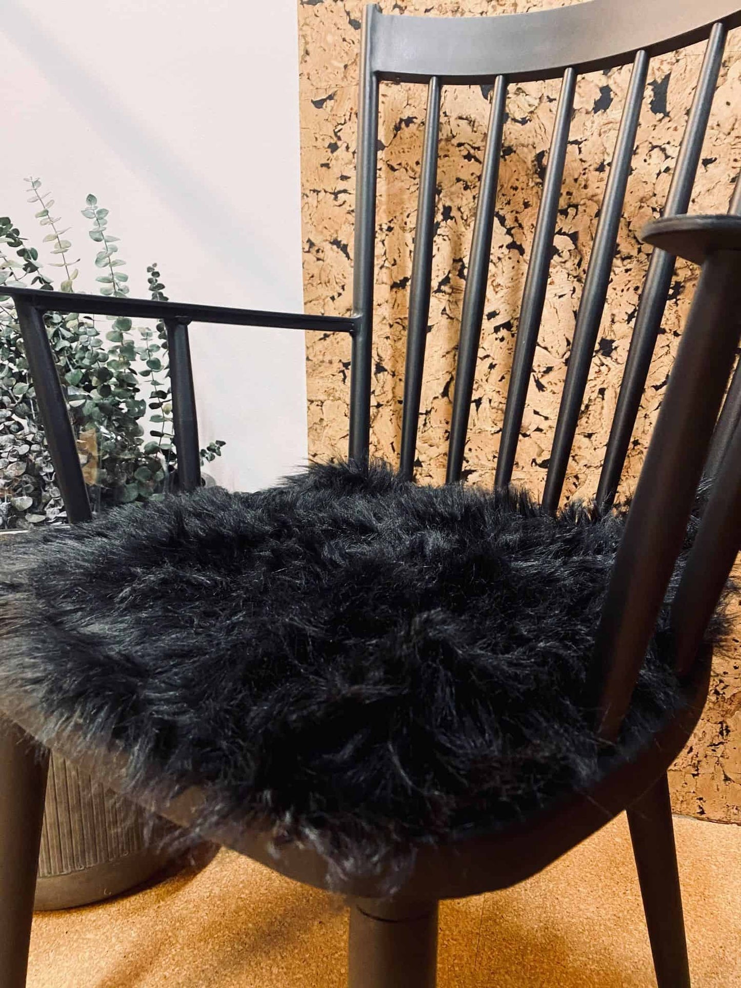 Sædehynde Tilbudspakke / 4 stk – Imiteret pels – Sort - VIAMAJA.DK