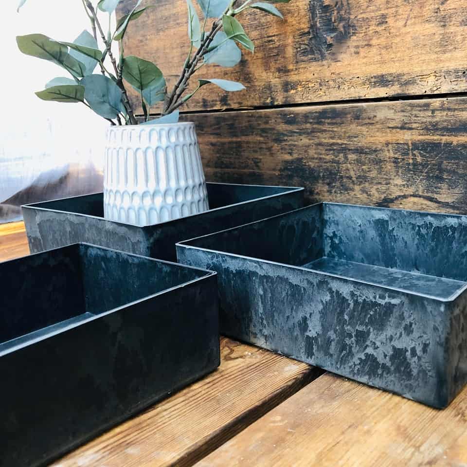 Sæt af 3 opbevaringskasser - Beton look - VIAMAJA