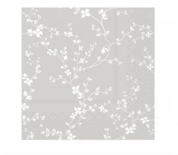 Serviet m. blomster – Fransk grå - VIAMAJA.DK