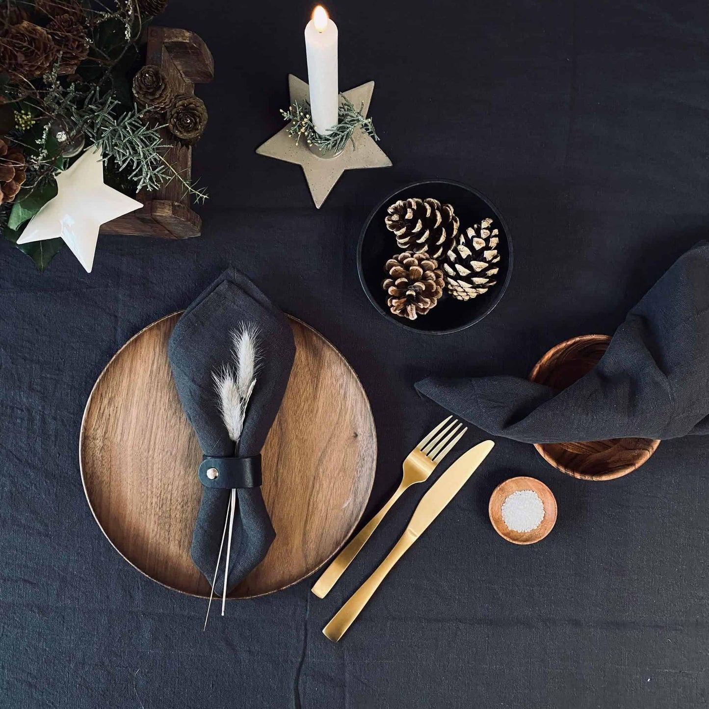 Servietringe Genbrugslæder 6 stk – Sort læder - VIAMAJA.DK