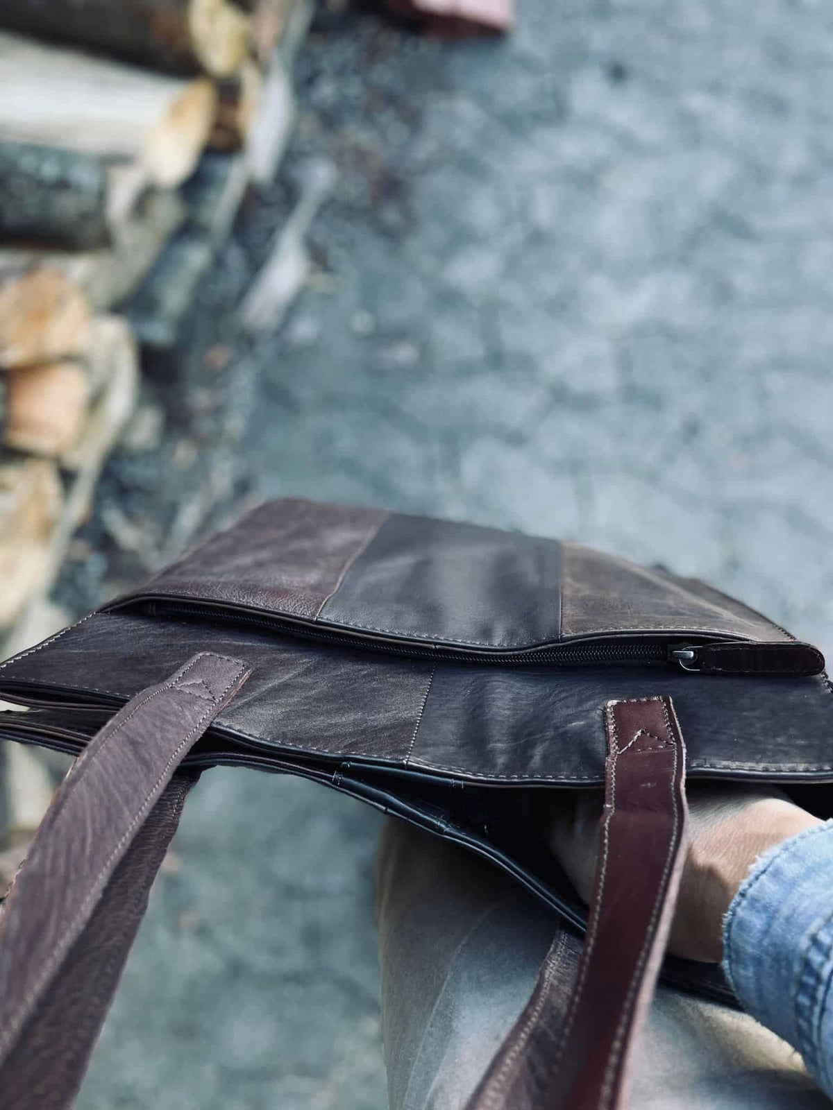 Shopper i kraftig recycling læder – Brown - VIAMAJA.DK