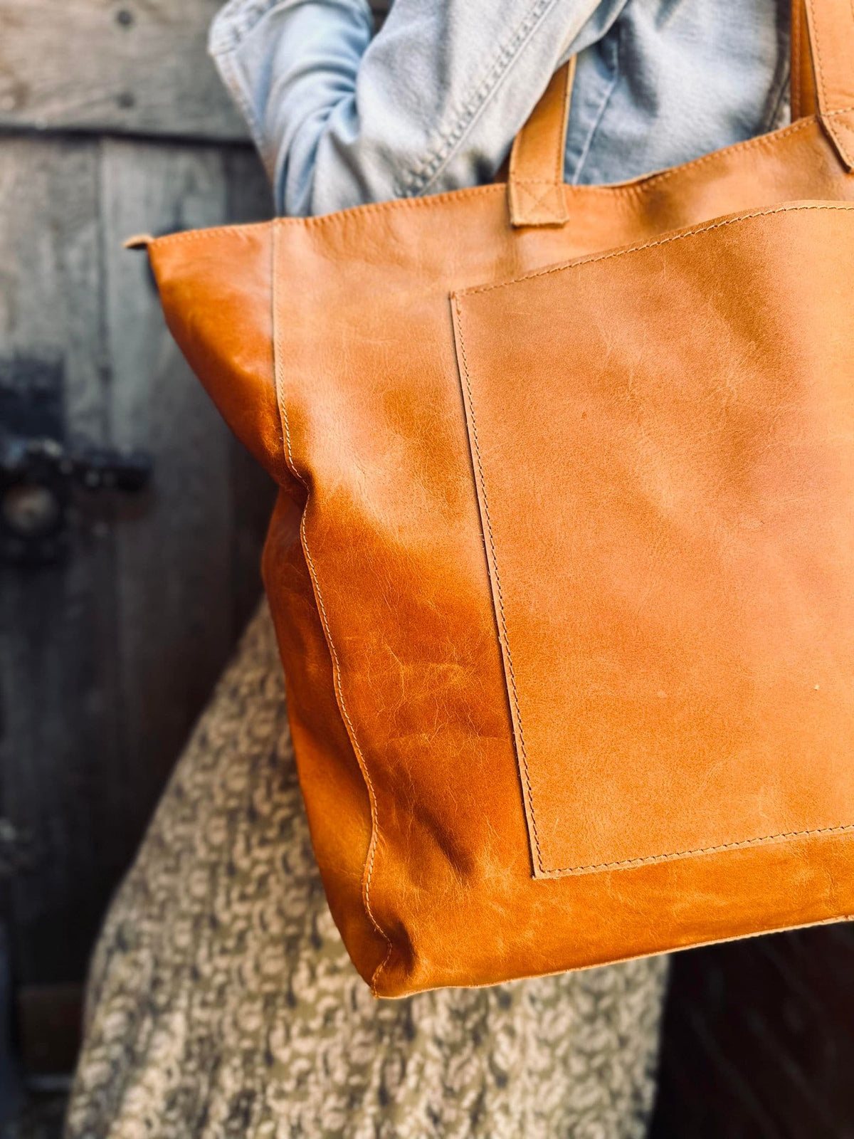 Shopper XL OLINE Cognac – Bøffellæder - VIAMAJA.DK