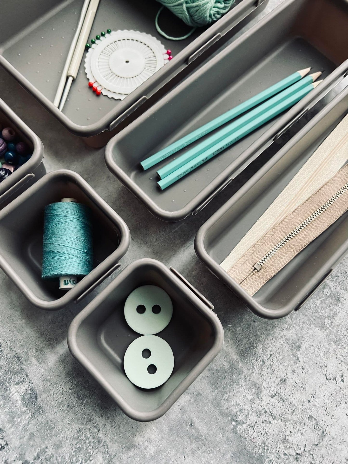 Skuffe organizer - Sæt med 8 kasser - Grå - VIAMAJA.DK