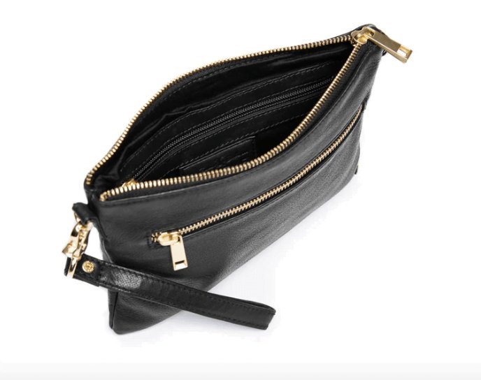 Smuk læder clutch - LADY black / gold - VIAMAJA.DK