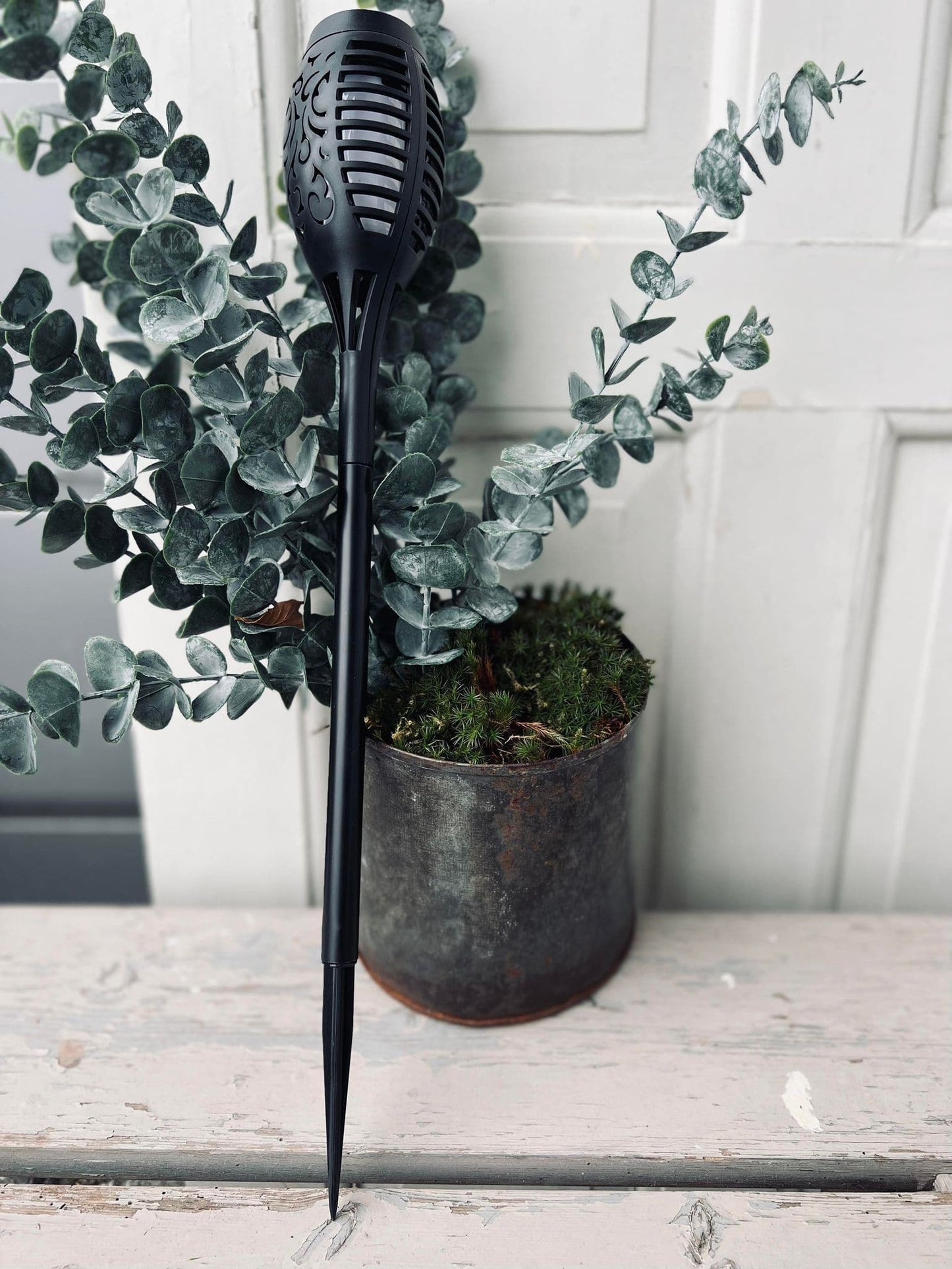 Solcelle fakkel - Sort med mønster H 51cm - VIAMAJA.DK