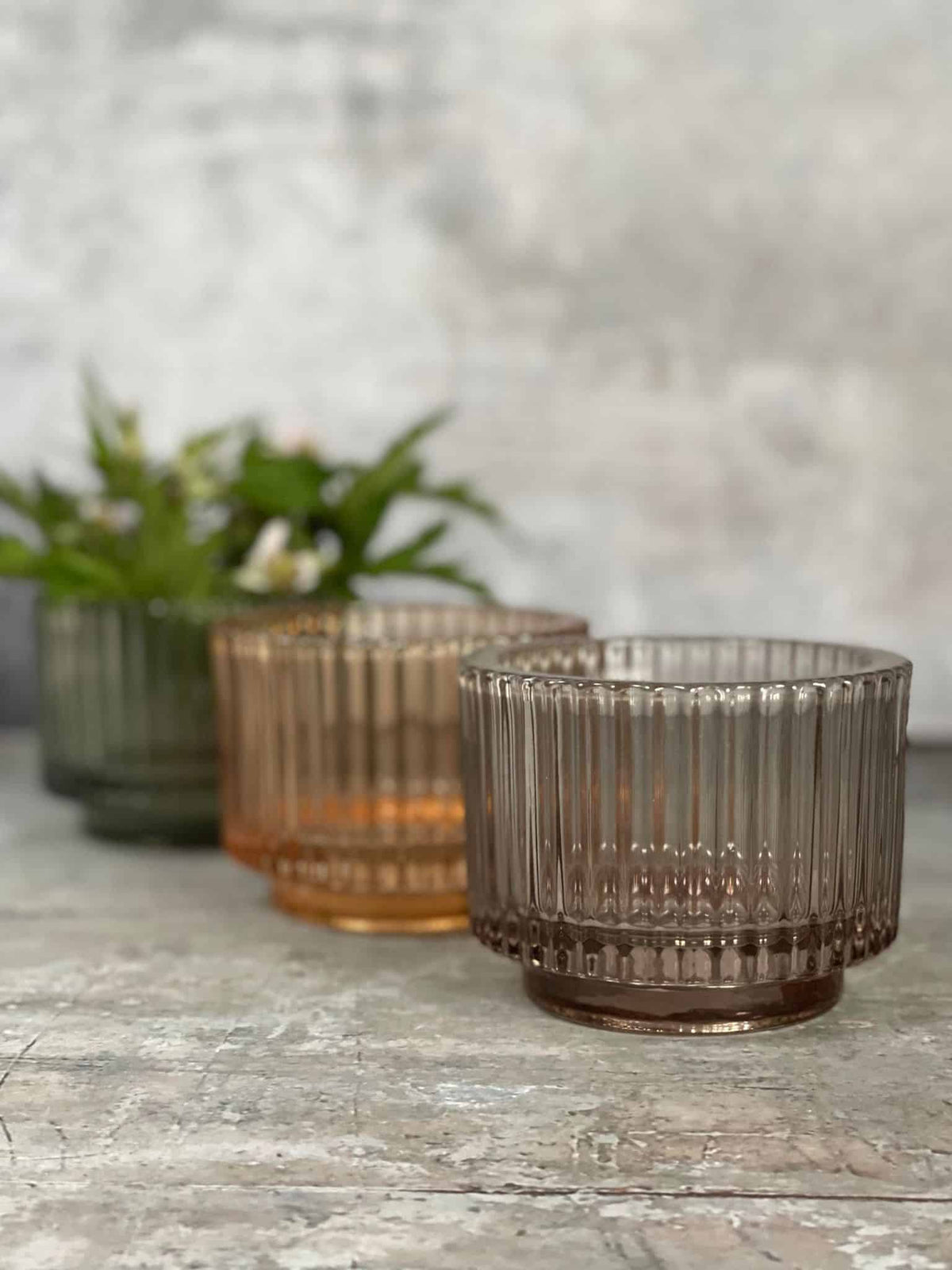 Stort glas til fyrfadslys coral sand - VIAMAJA.DK