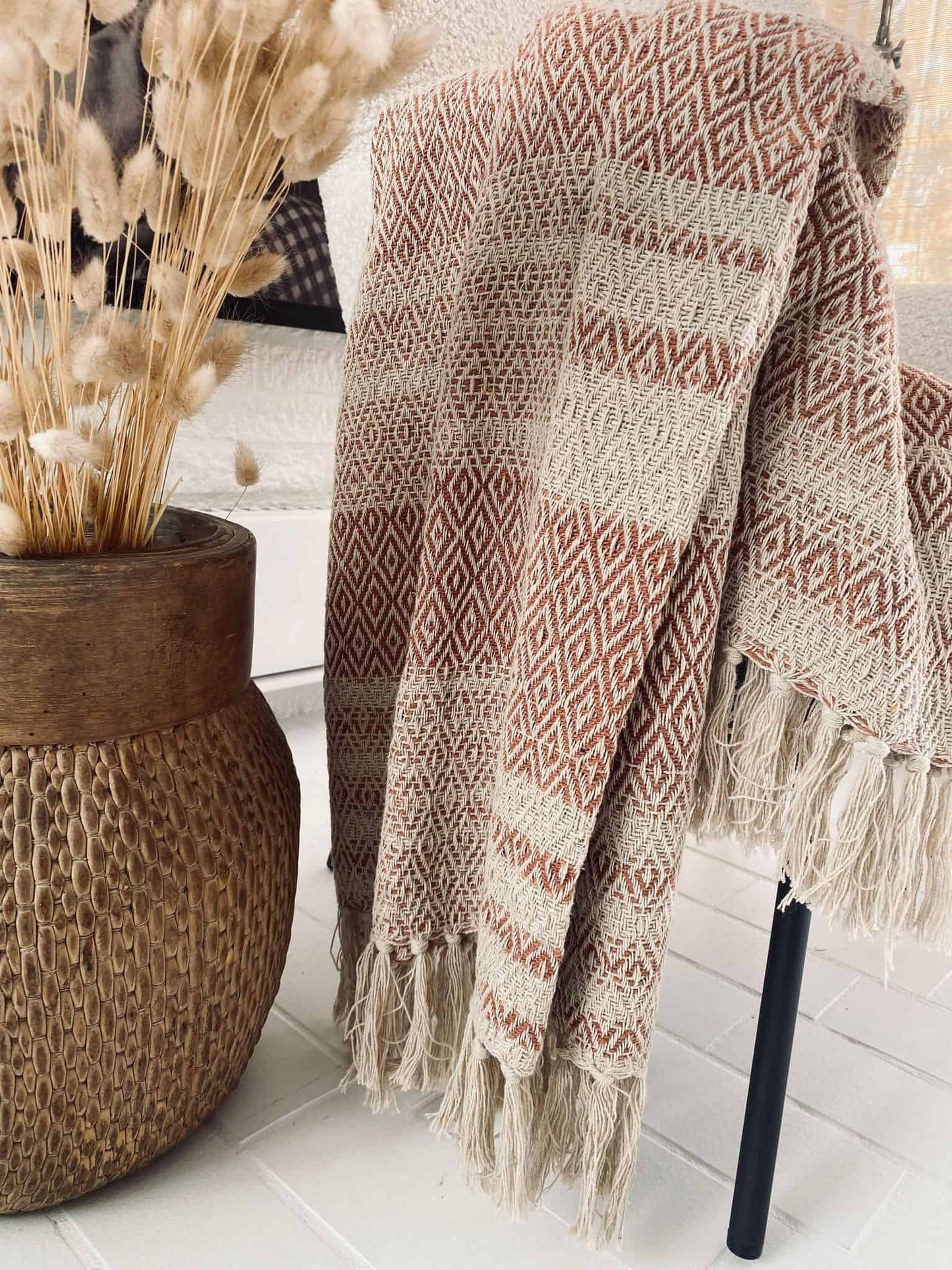 Tæppe genanvendt bomuld – Rust - VIAMAJA.DK