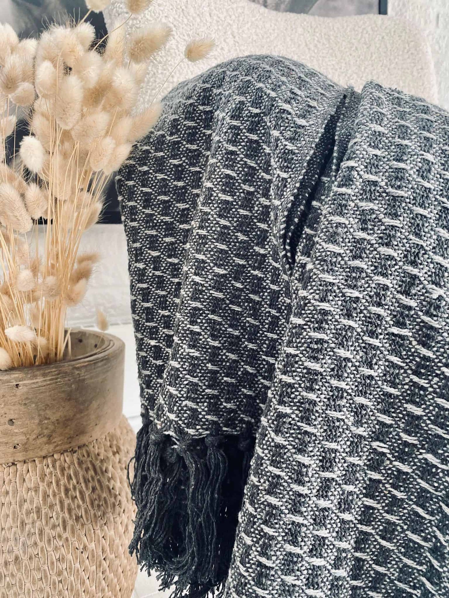 Tæppe i bomuld – Grå - VIAMAJA.DK