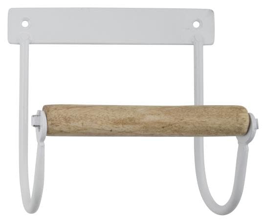 Toiletrulleholder Hvid – m/trærulle - VIAMAJA.DK