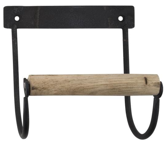 Toiletrulleholder Sort - m/trærulle - VIAMAJA.DK