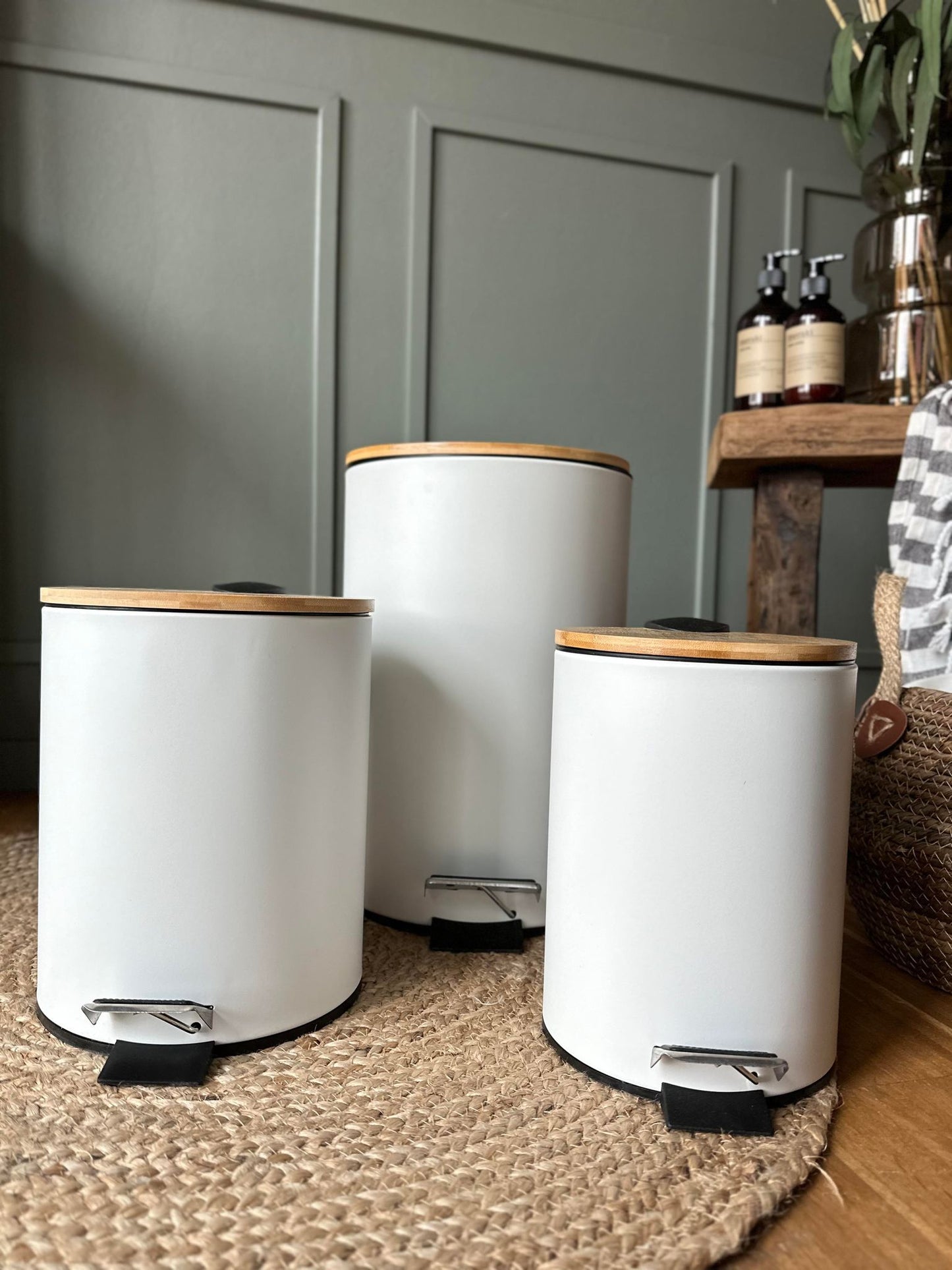 Toiletspand med bambus låg - Hvid Big size - VIAMAJA.DK