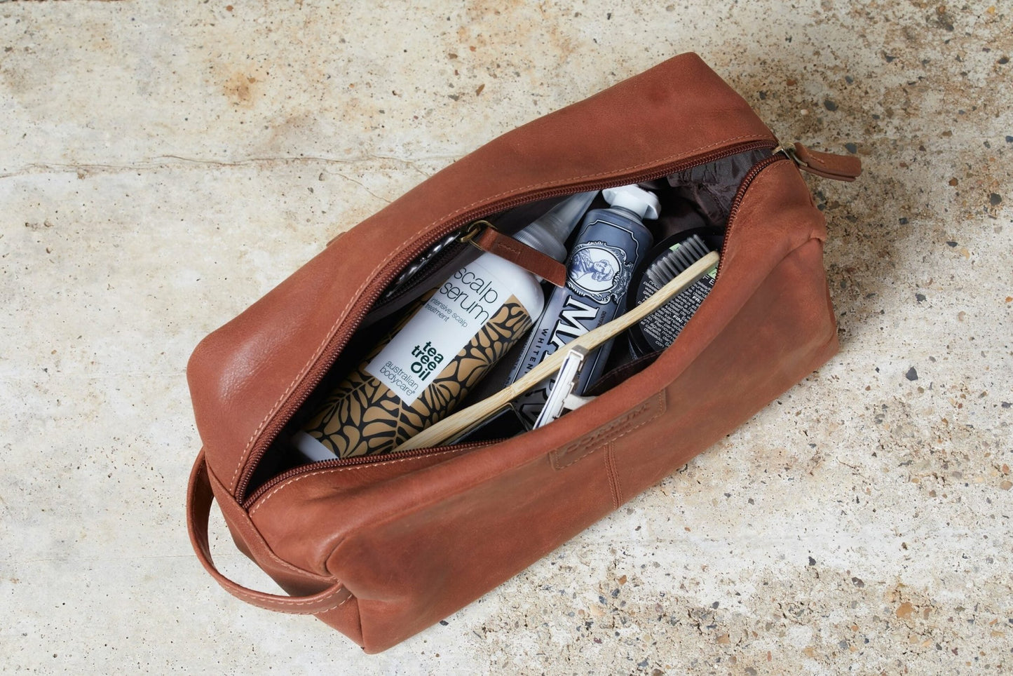 Toilettaske Cognac Leather - VIAMAJA.DK